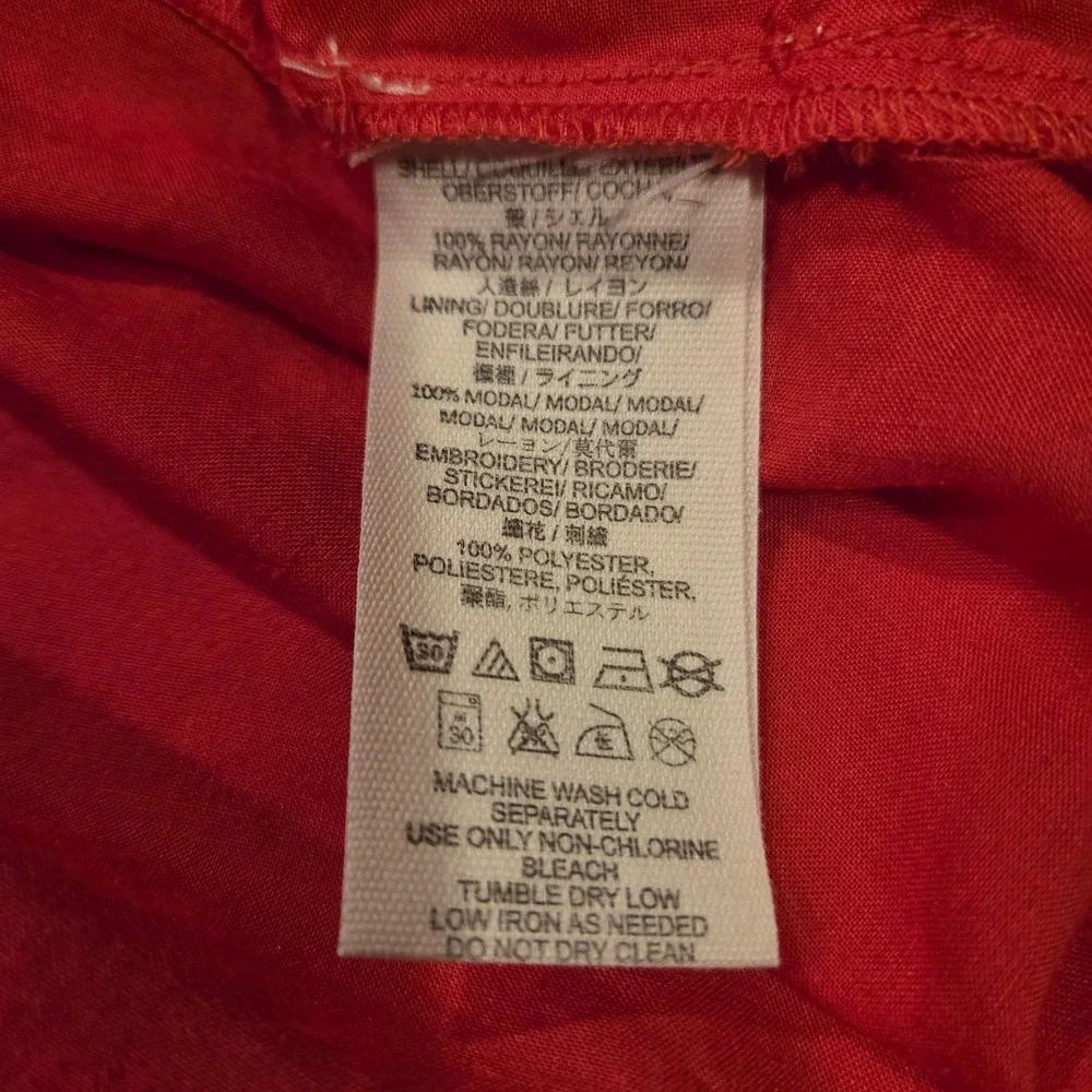 Free People Mia Embroidered Gauze Mini Dress Long Sleeve Boho, Size S, Red